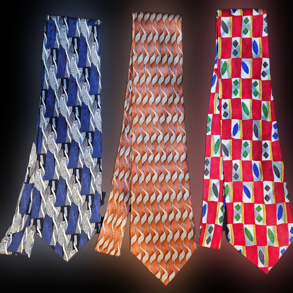 Elegant Blue, Orange, and Red Patterned Men's Ties